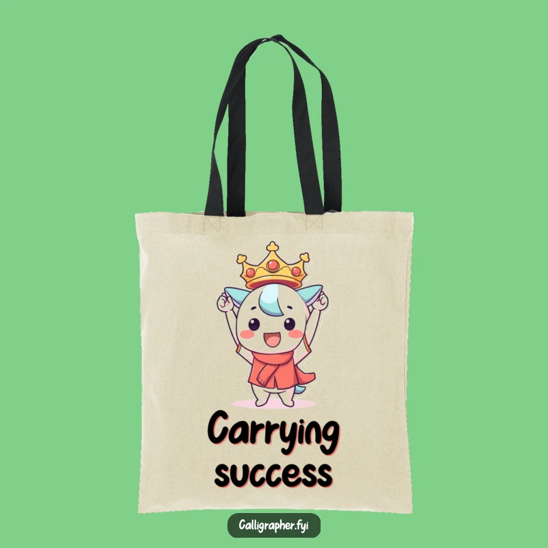 Funny Kawaii Victory Tote Bag: Celebratory Character Carry-all, Practical Fun Gift